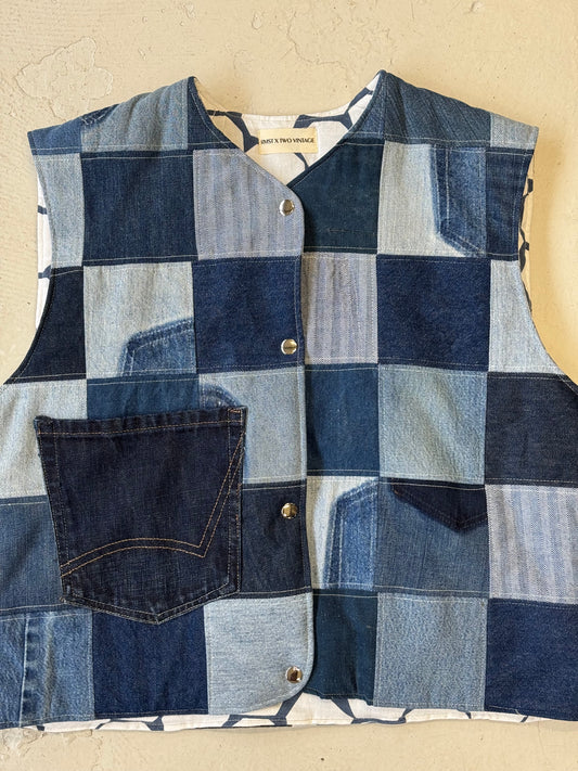 Patchwork Denim Gilet (S)