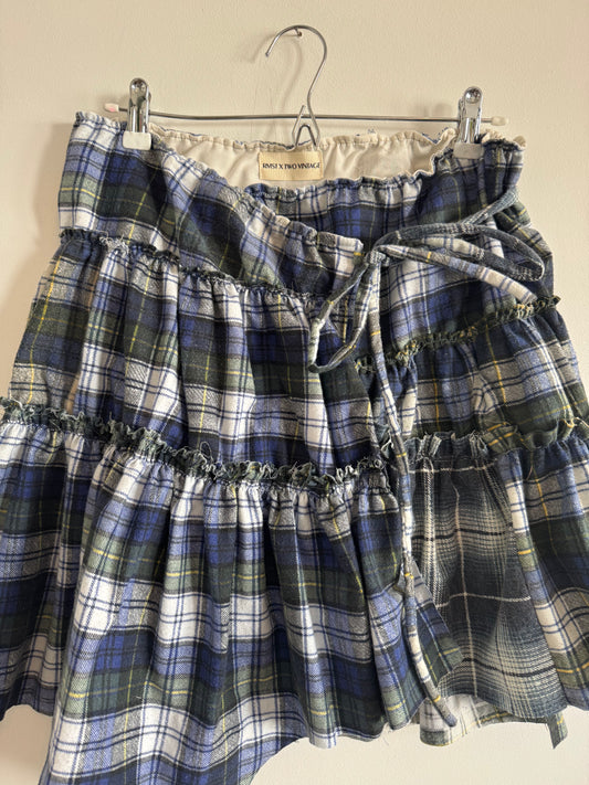 Ruched Plaid Skirt