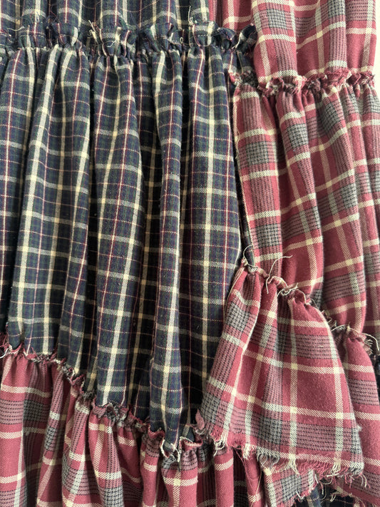 Ruched Plaid Maxi Skirt (S)